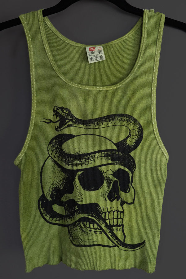 Serpent Skull on Hand-Dyed Vintage Tank | In Stock