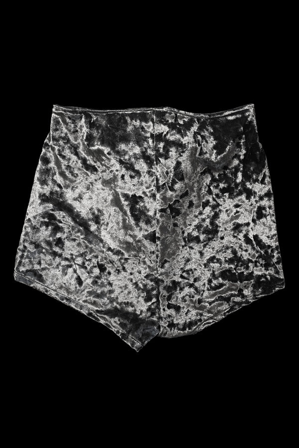 Silver Velvet Grommet Shorts | Made To Order