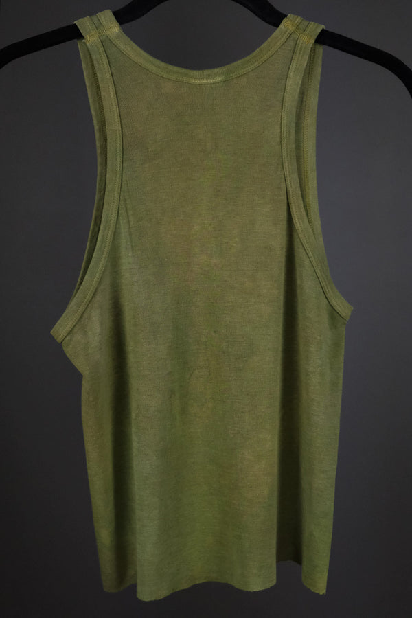 Vintage Printed Snakebite Army Green Hand-Dyed Tank | In Stock