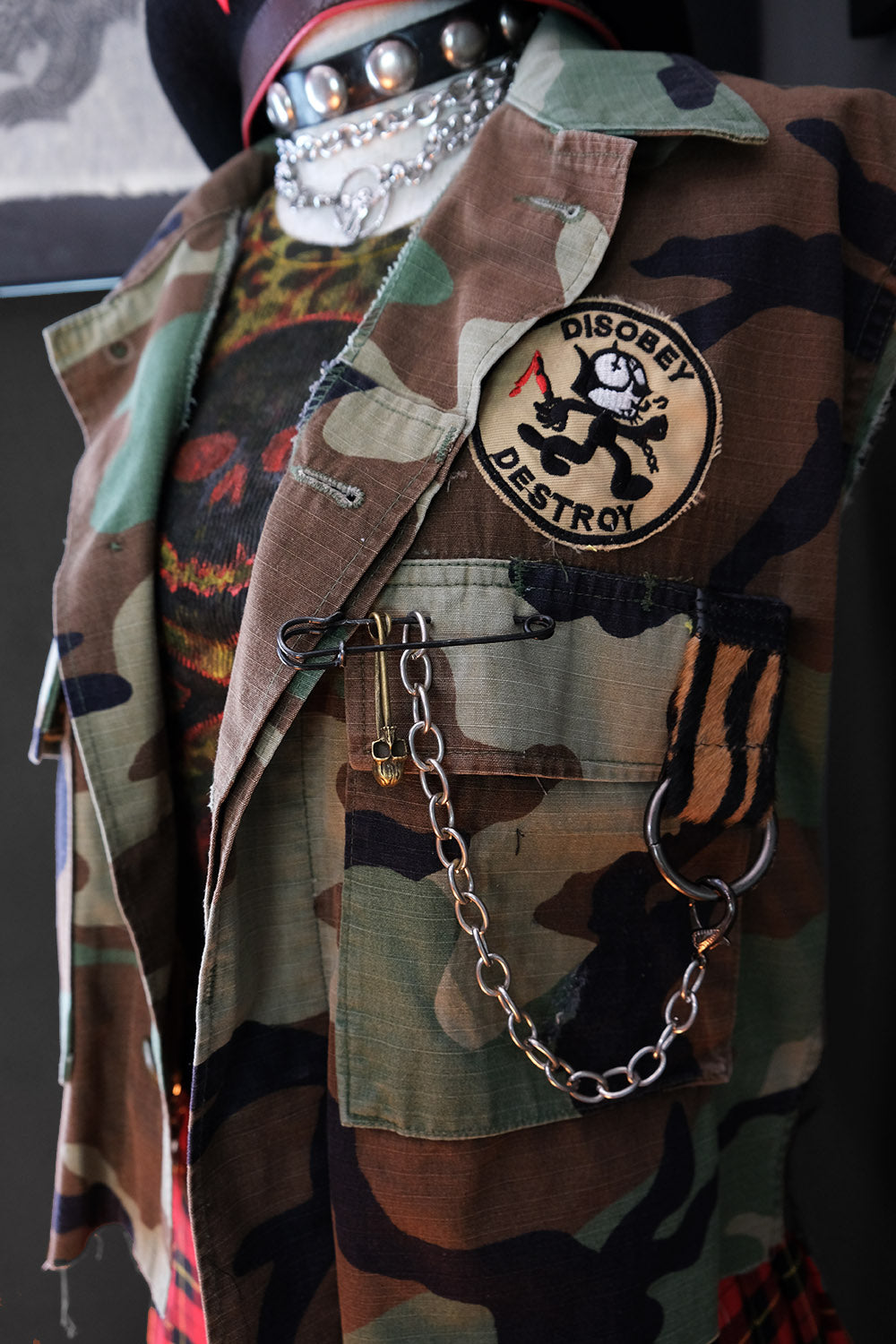Customized Vintage Cropped & Patched Camo Vest