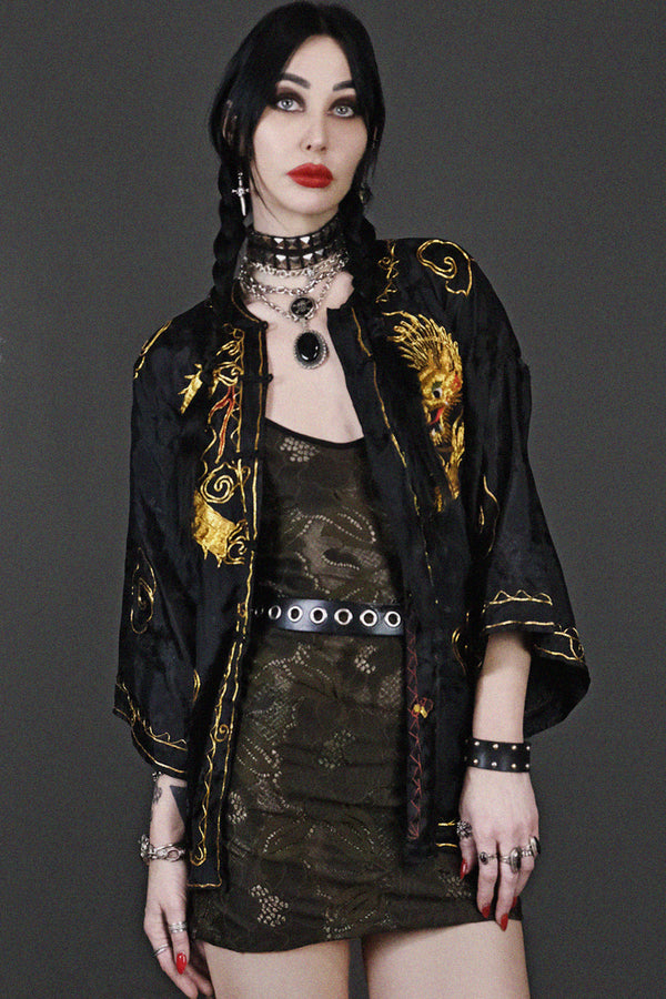 Vintage Silk Embroidered Dragon Robe