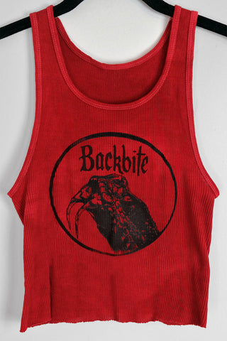 Red and Black Serpent Skull on White Tank
