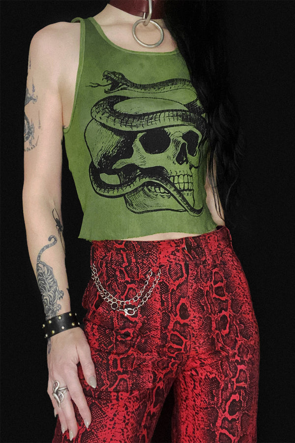 Serpent Skull on Hand-Dyed Vintage Tank | In Stock
