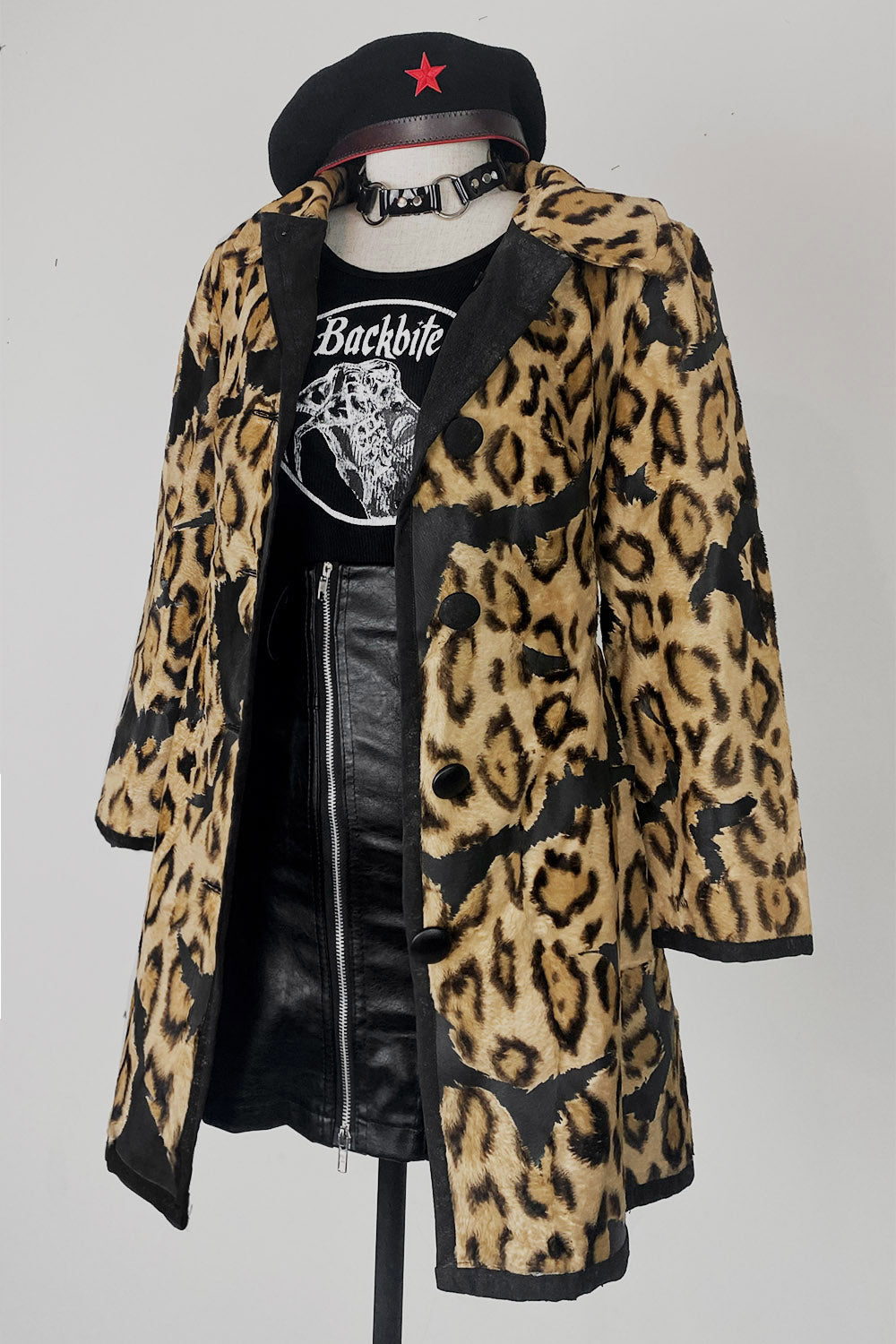 1960s Jaguar Black Faux Leather Coat