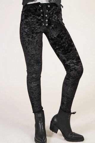 Howl Black Velvet Grommet Pants | Made to Order