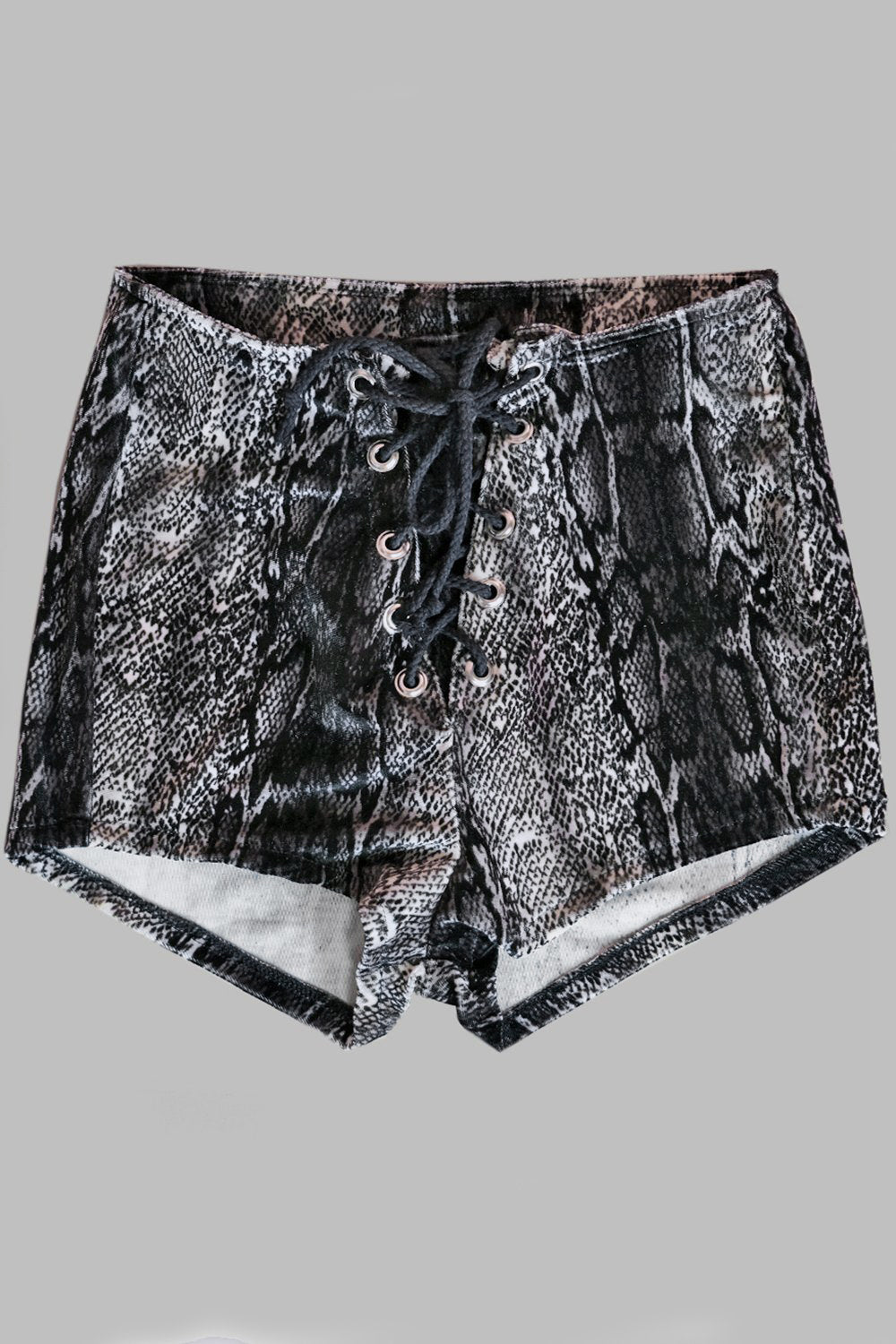 Grey Cobra Velvet Grommet Shorts | Made To Order