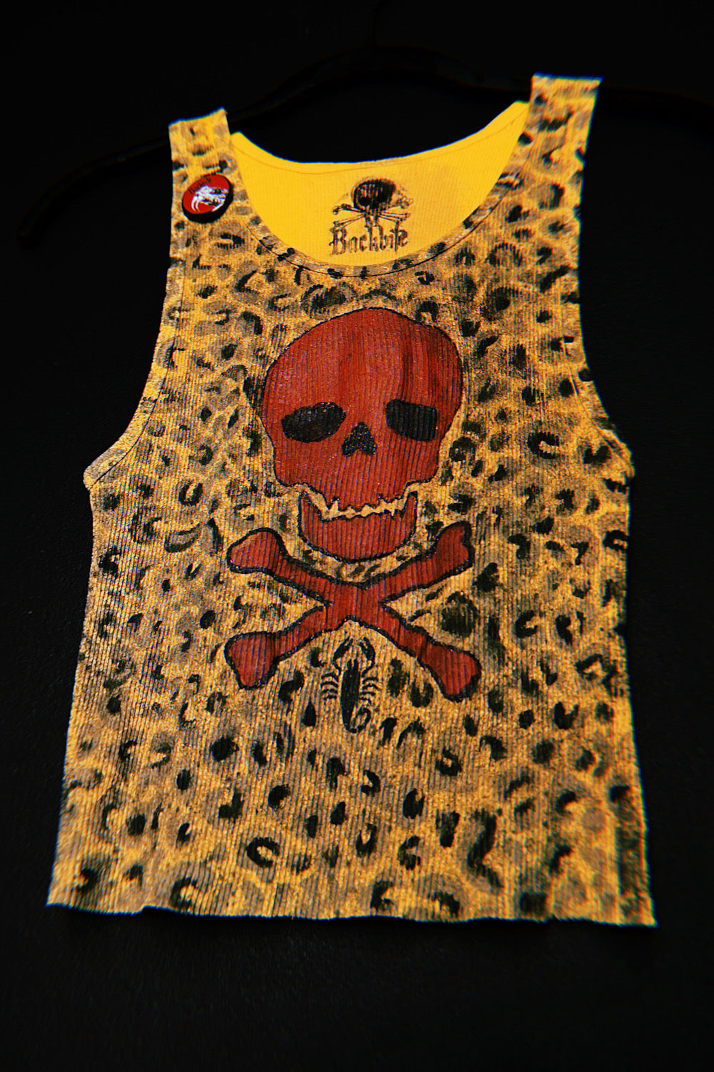 Custom Hand-Dyed & Painted Skull Scorpion Leopard Print Tank
