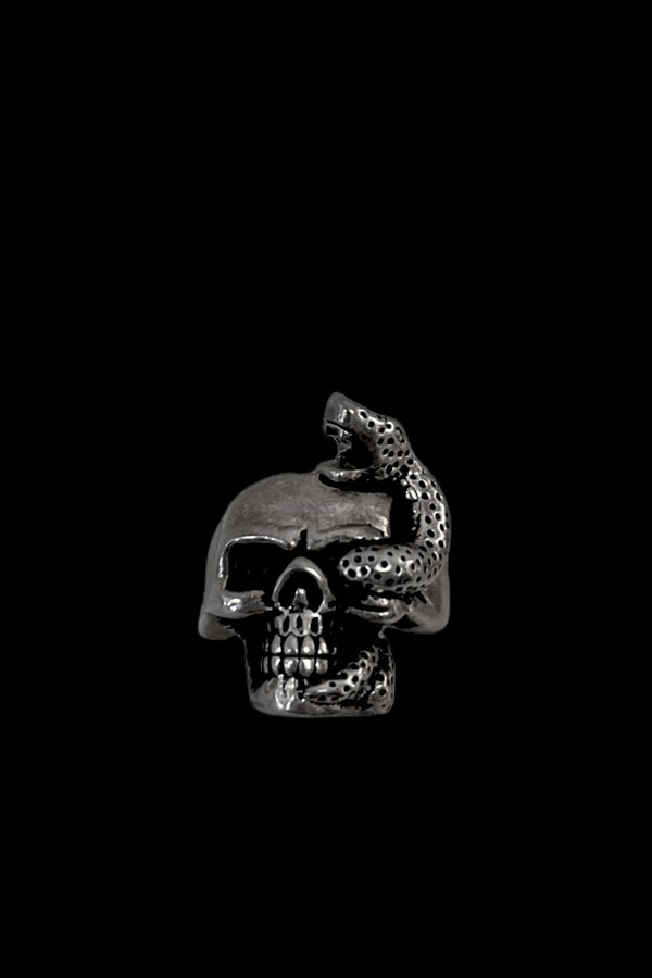 Stainless Steel Skull & Snake Ring - Handmade in Mexico