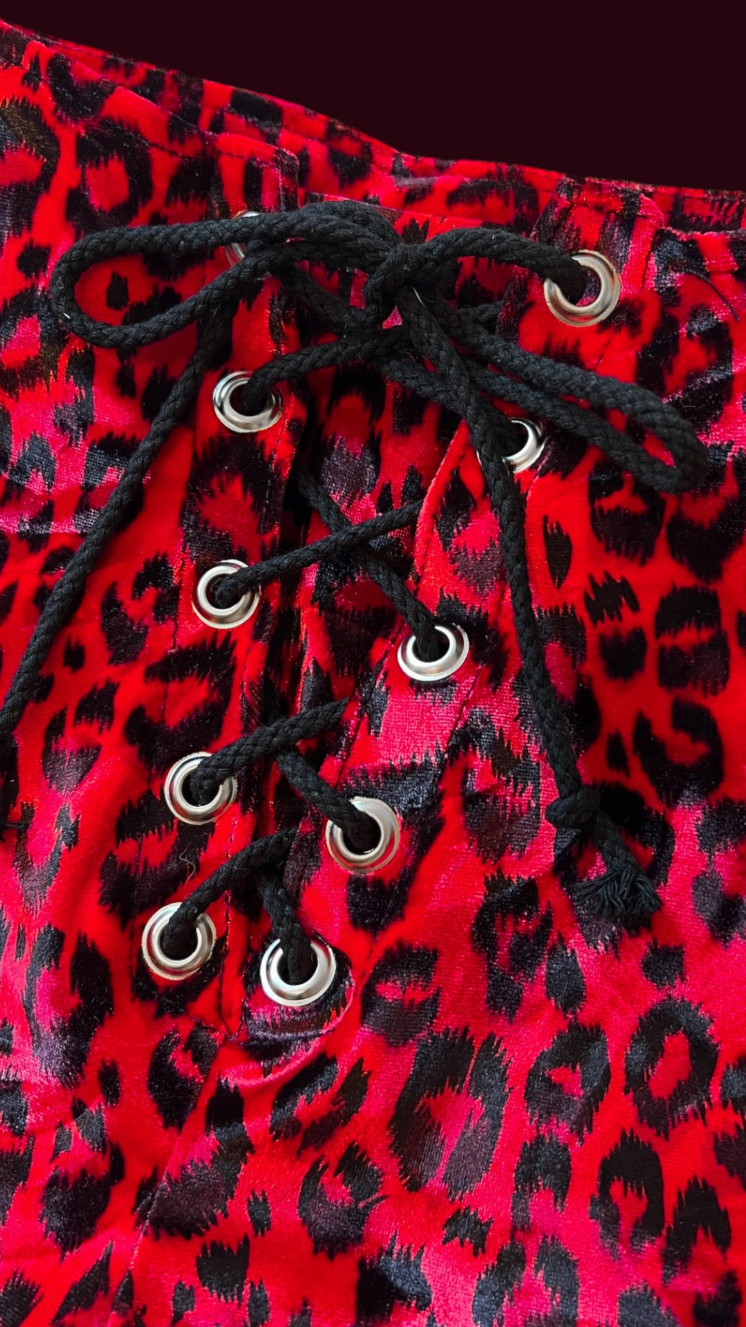 Red Leopard Velvet Grommet Shorts | Made To Order