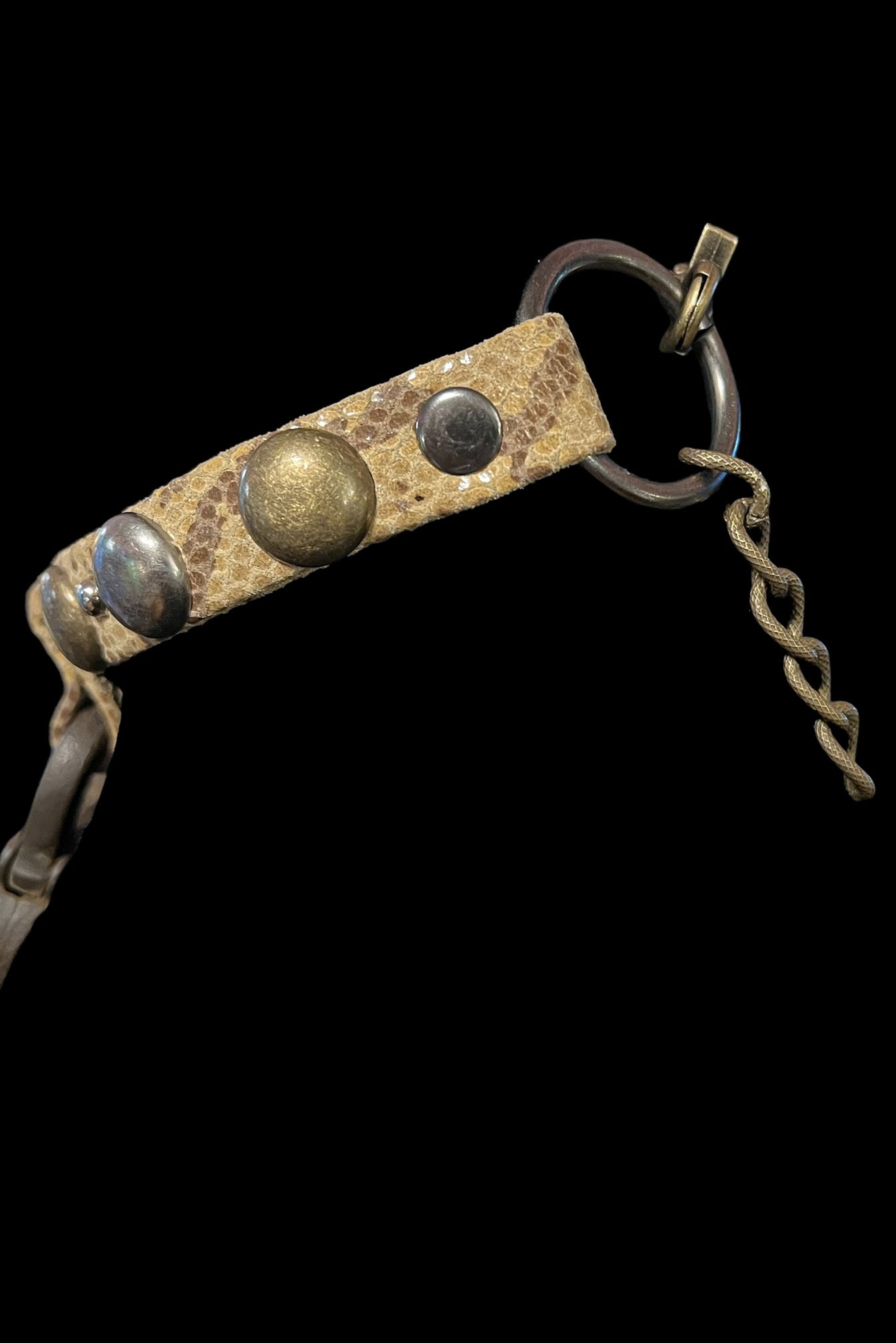 Handmade Leather Studded Antique Lock Choker