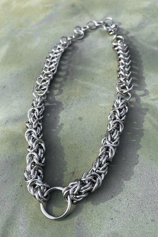Handcrafted Leather and Chain Snake Charmer Choker