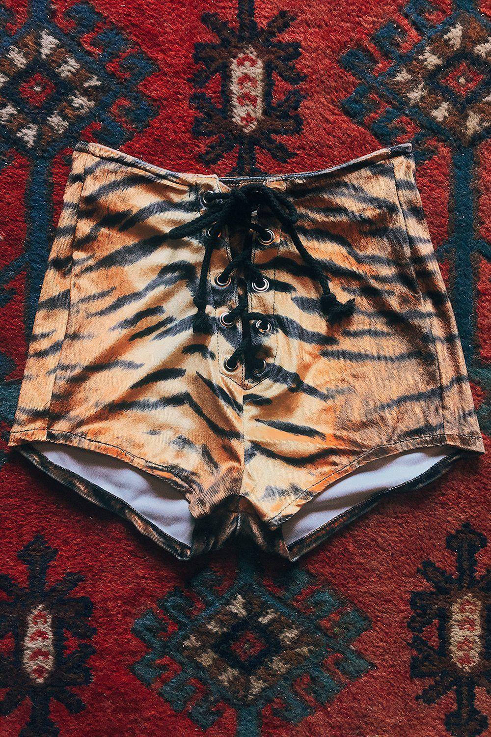 Z Velvet Grommet Shorts・Tiger, bottoms, BAD VIBES, BACKBITE