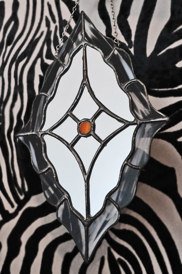 Marbled Zebra Glass Hanging Mirror #2 - Handcrafted by Glass Revolver